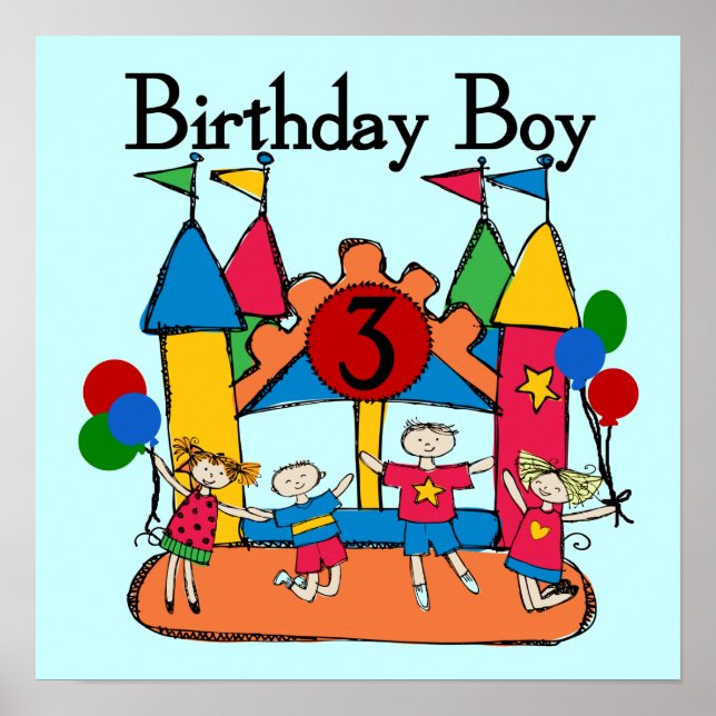 Poster Big Bounce Boy 3e anniversaire T-shirts et cadeaux (Devant)