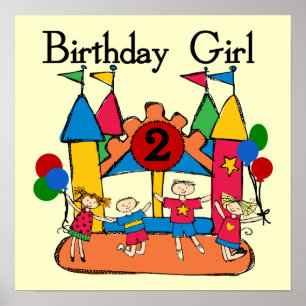 Poster Big Bounce Girl 2nd Birthday Tshirts et cadeaux