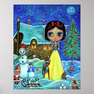 Poster Big Eye Girl Christmas Santa Elves Snow Cute