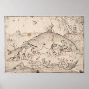 Poster Big Fish Mange Little Fish par Pieter Bruegel