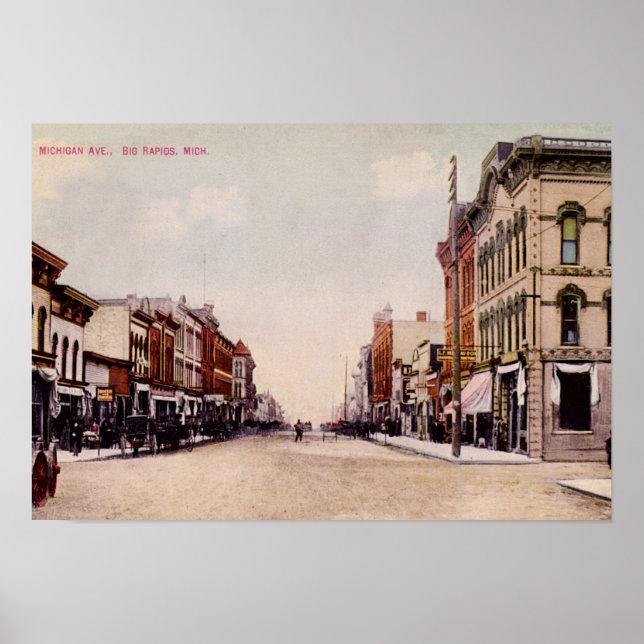 Poster Big Rapids Michigan Avenue Michigan (Devant)