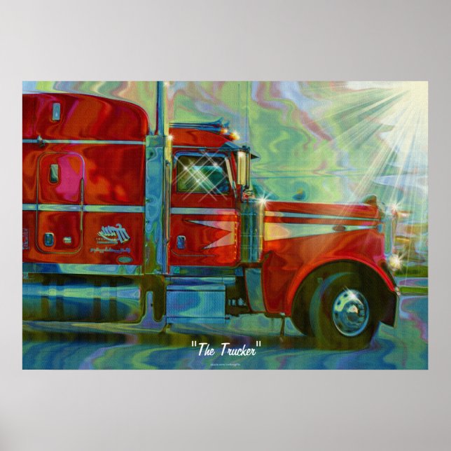 Poster Big Rig Red FreightlinerPoster d'art du conducteur (Devant)