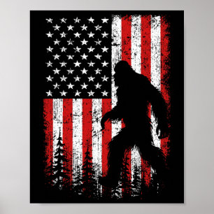 Poster Bigfoot 4 juillet Drapeau Américain Patriotique Ro