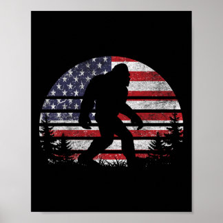 Poster Bigfoot 4 juillet Drapeau américain Usa Patriotiqu