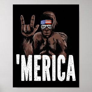 Poster Bigfoot 4 juillet Fête de l'Indépendance américain
