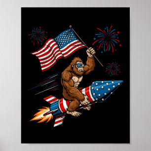 Poster Bigfoot 4 juillet feu d'artifice patriotique Sasqu