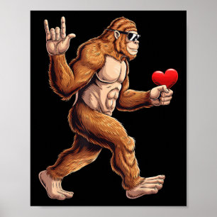 Poster Bigfoot Coeur Funny Valentines Jour Garçons Enfant