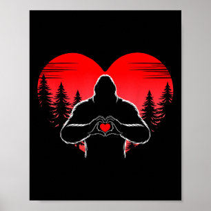 Poster Bigfoot Coeur heureux Valentines Jour Sasquatch Am