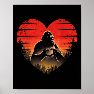 Poster Bigfoot Coeur Valentines Jour Garçons Filles Enfan