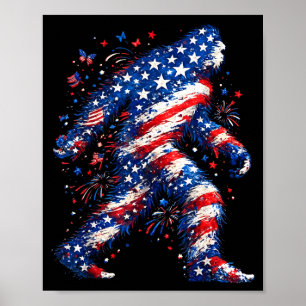Poster Bigfoot drapeau américain sasquatch patriotique dr