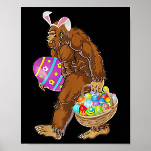 Poster Bigfoot drôle chassant les œufs de Pâques