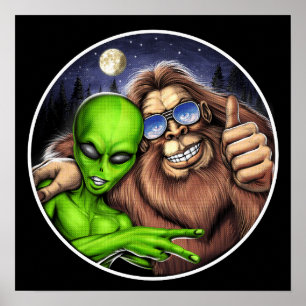 Poster Bigfoot et Alien