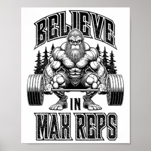 Poster Bigfoot Gym Croire En Max Reps Développé Couché Bo