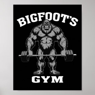 Poster Bigfoot Gym Funny Sasquatch Bodybuilding Weightlif