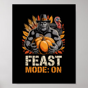 Poster Bigfoot Halloween Dinde Feuilles d'automne Action