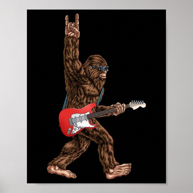 Poster Bigfoot Jouant Un Rock De Guitare Électrique Sur S (Devant)