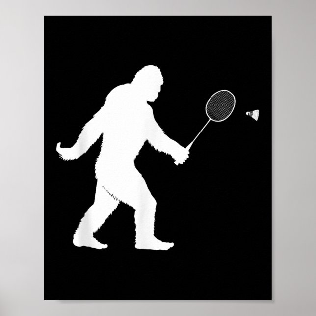 Poster Bigfoot Jouer Volant de badminton drôle Badminton (Devant)
