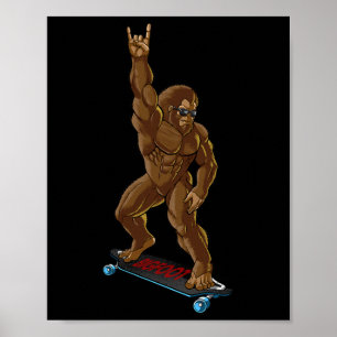 Poster Bigfoot Long Embarquement Rock On - Sasquatch Big 