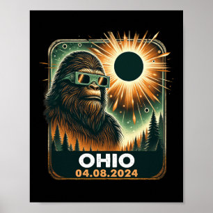 Poster Bigfoot Ohio Total Solaire Eclipse 2024 Avec Eclip