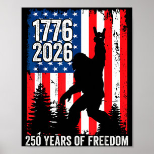 Poster Bigfoot patriotique 250 ans de liberté usa 250e