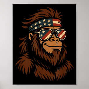 Poster Bigfoot patriotique USA foulard lunettes de soleil