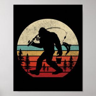 Poster Bigfoot Pêche drôle Rétro Sasquatch Papa Hommes En