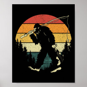 Poster Bigfoot Pêche Drôle Sasquatch Poisson Coucher de s