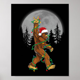 Poster Bigfoot Père Noël Feux d'arbre de Noël Funky Noël