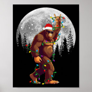 Poster Bigfoot Père Noël Feux d'arbre de Noël Funky Noël 