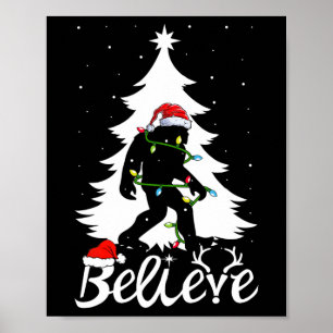 Poster Bigfoot portant Noël Arbre Sasquatch Croyant