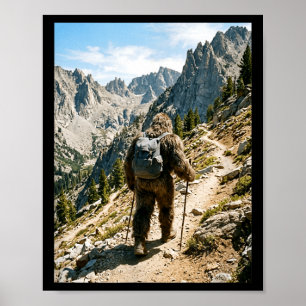 Poster Bigfoot randonnée drôle sasquatch randonné
