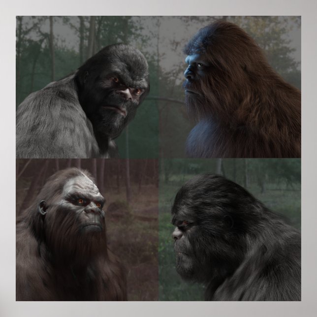 POSTER BIGFOOT SASQUATCH COLLAGE (Devant)