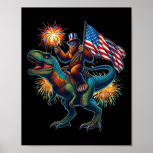 Poster Bigfoot Sasquatch Équitation Dinosaure T Rex. 4ème