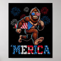 Bigfoot Sasquatch Merica Feux d'Artifice 4 Juillet