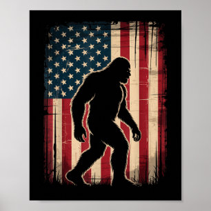 Poster Bigfoot sasquatch patriotique États-Unis 4 juillet