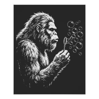 Poster Bigfoot soufflant des bulles de savon