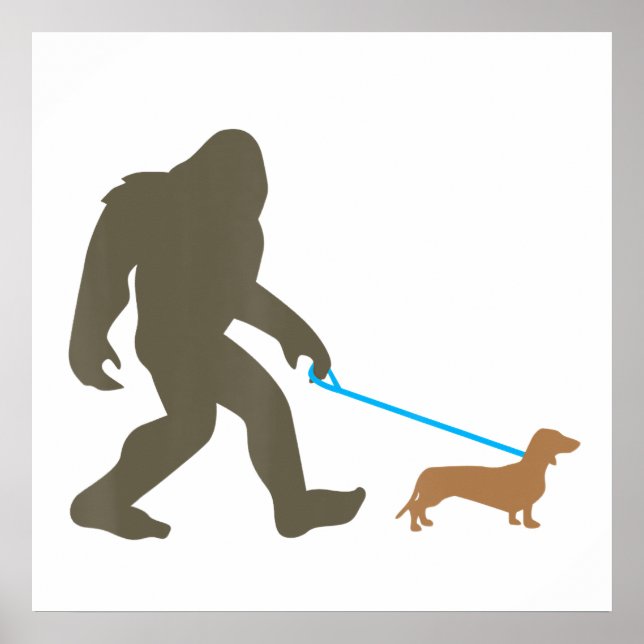 Poster Bigfoot Walking Dachshund Sasquatch Doxie Chig Cad (Devant)