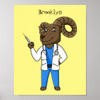 Bighorn sheep doctor cartoon illustration