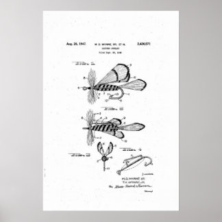 Poster bijoux costume brevet / mouche de pêche sèche