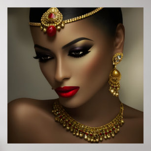 Poster Bijoux égyptiens exotiques femmes belles doré roug