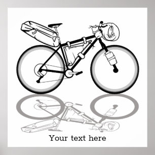 Poster Bikepacking vélo noir et blanc