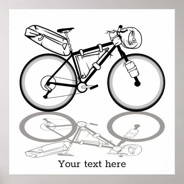 Poster Bikepacking vélo noir et blanc (Devant)