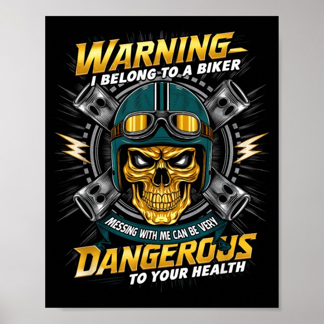 Poster Biker Girlfriend Wife I Belong To A Biker Valentin (Devant)
