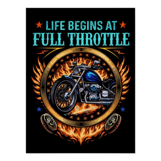 Poster Biker, Leben beginnt bei Vollgas (Vorderseite)