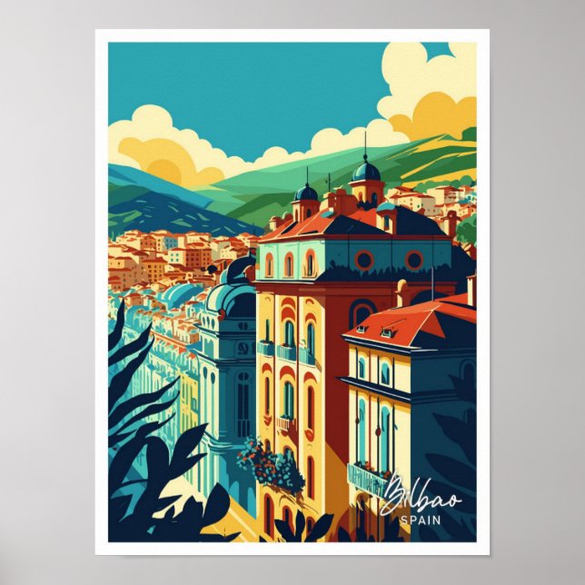 Poster Bilbao Espagne Voyage Vintage Illustration (Devant)