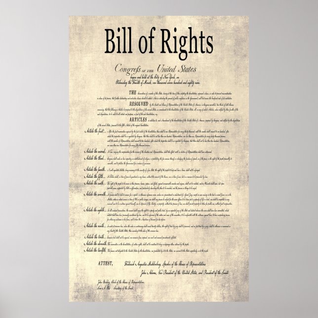 POSTER BILL DES DROITS DES ÉTATS-UNIS 4 (Devant)