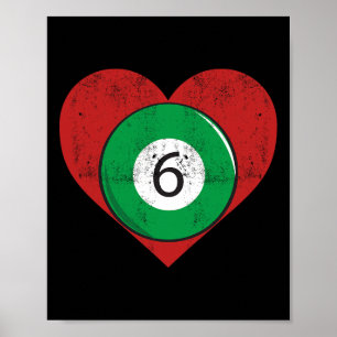 Poster Billard 6 Ball Coeur Amour Pour Le Billard Sport