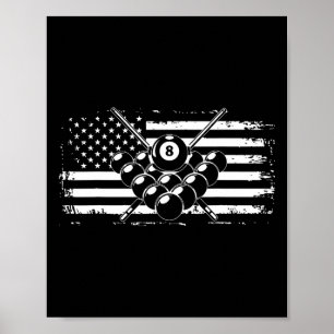 Poster Billard billard billard américain drapeau cadeau