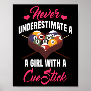Poster Billard Joueuse de table Snooker Pyramide Billia