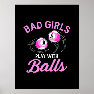 Poster Billard Snooker Girls Jouer Avec Billiard Balls